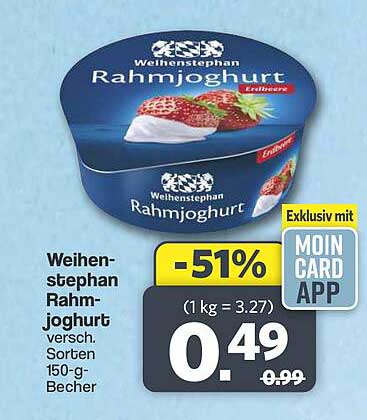 Weihenstephan Rahmjoghurt versch. Sorten 150-g-Becher