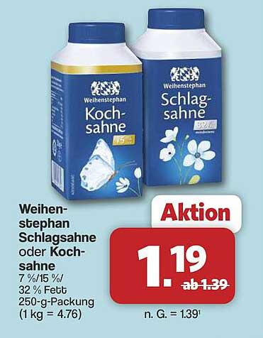 Weihenstephan Schlagsahne oder Kochsahne