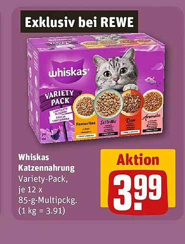 Whiskas Katzennahrung Variety-Pack, je 12 x 85-g-Multipckg. (1 kg = 3.91)