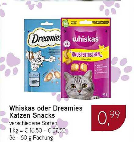 Whiskas oder Dreamies Katzen Snacks
