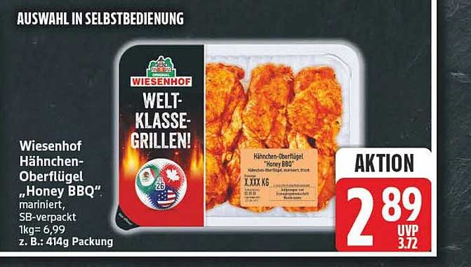 Wiesenhof Hähnchen-Oberflügel „Honey BBQ“, mariniert, SB-verpackt