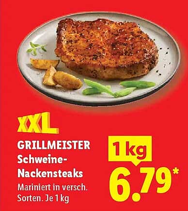 XXL GRILLMEISTER Schweine-Nackensteaks Mariniert in versch. Sorten. Je 1 kg