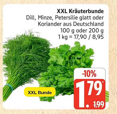 XXL Kräuterbunde Dill, Minze, Petersilie glatt oder Koriander aus Deutschland 100 g oder 200 g 1 kg = 17,90 / 8,95