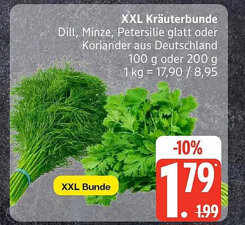 XXL Kräuterbunde Dill, Minze, Petersilie glatt oder Koriander aus Deutschland 100 g oder 200 g 1 kg = 17,90 / 8,95