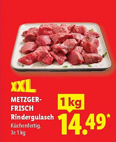 XXL METZGER-FRISCH Rindergulasch Küchenfertig. Je 1 kg