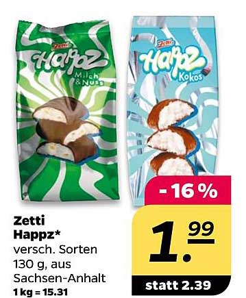 Zetti Happz* versch. Sorten 130 g, aus Sachsen-Anhalt