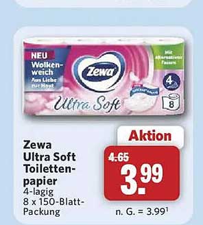 Zewa Ultra Soft Toilettenpapier 4-lagig 8 x 150-Blatt-Packung