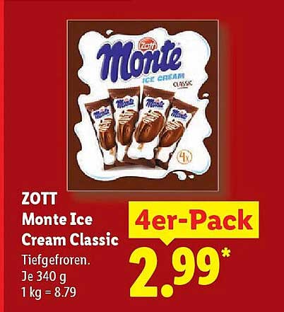 ZOTT Monte Ice Cream Classic 4er-Pack