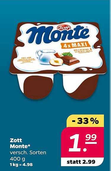 Zott Monte* versch. Sorten 400 g