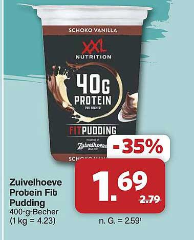 Zuivelhoeve Protein Fit Pudding 400-g-Becher (1 kg = 4.23)