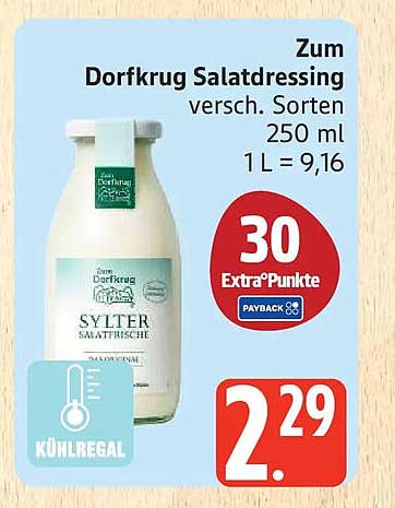 Zum Dorfkrug Salatdressing versch. Sorten 250 ml 1 L = 9,16