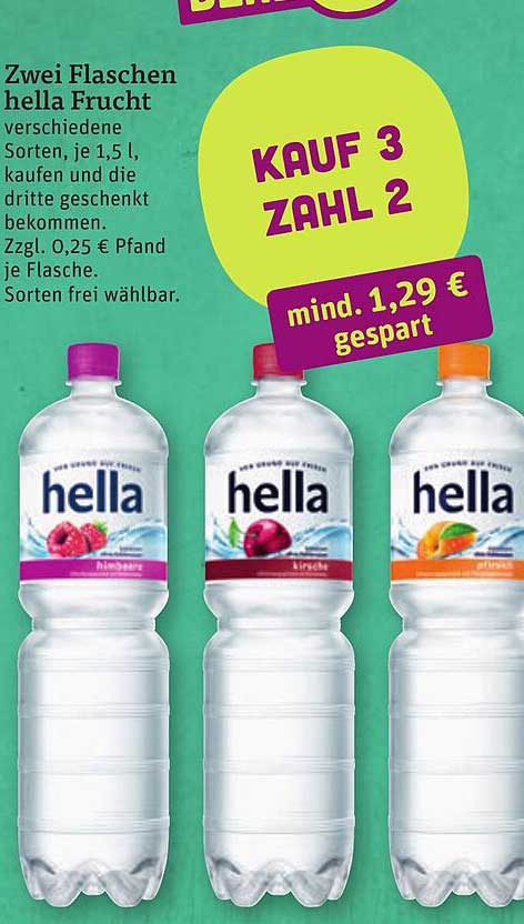 Zwei Flaschen hella Frucht