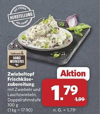 Zwiebeltopf Frischkäse-zubereitung mit Zwiebeln und Lauchzwiebeln, Doppelrahmstufe