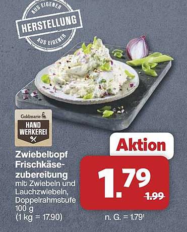 Zwiebeltopf Frischkäsezubereitung mit Zwiebeln und Lauchzwiebeln, Doppelrahmstufe 100 g