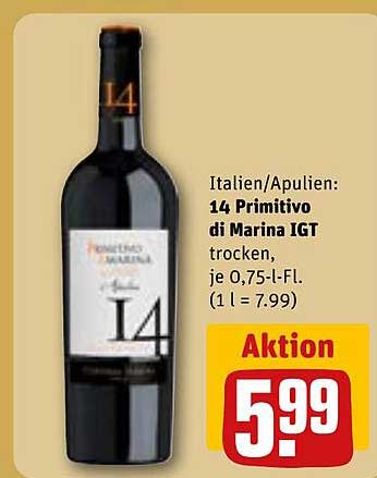 14 Primitivo di Marina IGT trocken, je 0,75-l-Fl.