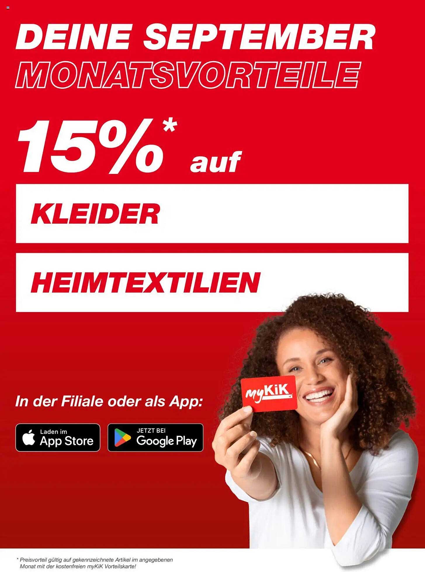 15%* Rabatt auf Kleider und Heimtextilien