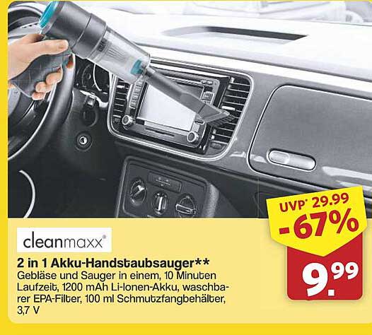 2 in 1 Akku-Handstaubsauger von cleanmaxx - Jetzt für nur 9,99 €