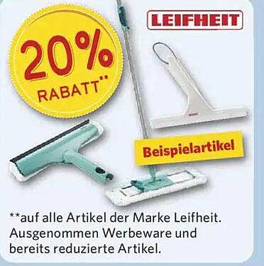20% Rabatt auf alle Artikel der Marke Leifheit
