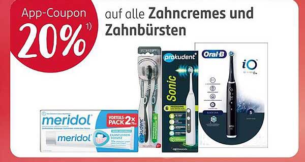 20% Rabatt auf alle Zahnpasten und Zahnbürsten mit App-Coupon