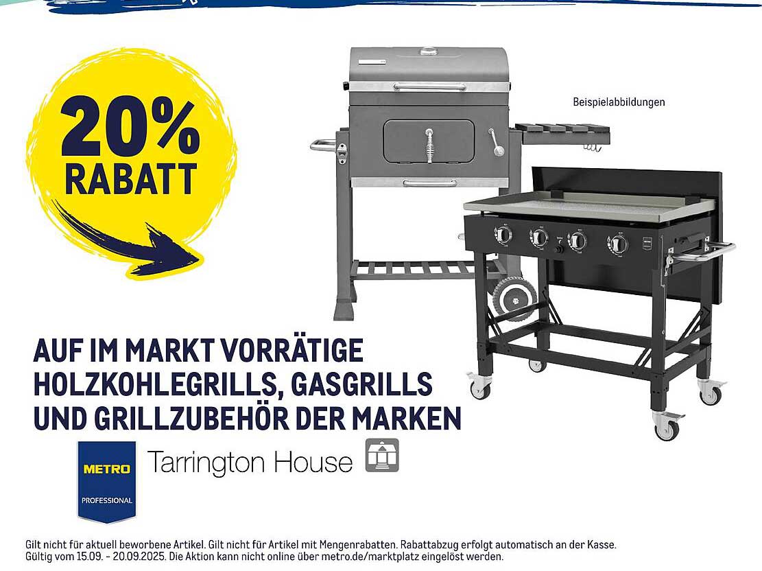 20% Rabatt auf Holz- und Gasgrills von Tarrington House