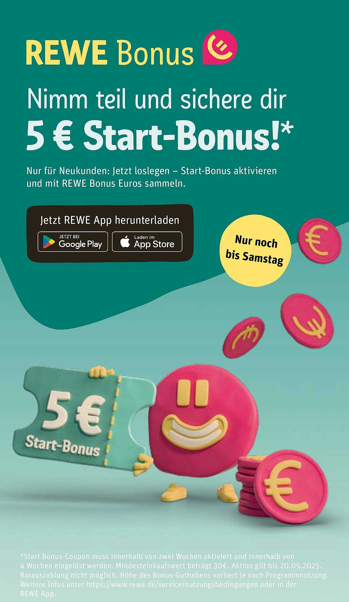 5 € Start-Bonus bei REWE
