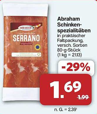 Abraham Schinkenspezialitäten in praktischer Faltschachtel 80-g-Stück