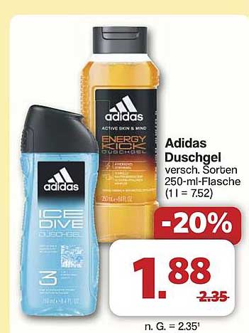 Adidas Duschgel 250-ml-Flasche - verschiedene Sorten