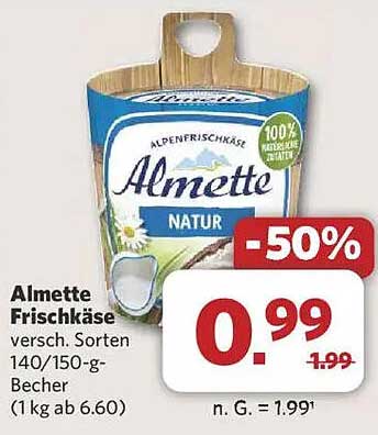 Almette Frischkäse - 50% Rabatt auf ausgewählte Sorten!