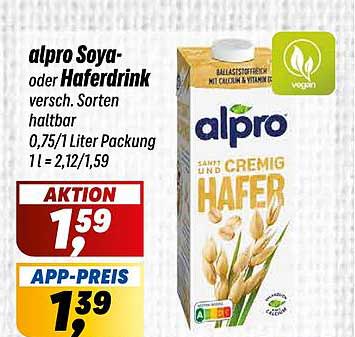 alpro Soya- oder Haferdrink, verschiedene Sorten, 0,75L