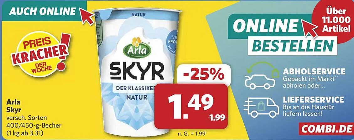 Arla Skyr - Der Klassiker Natur 400/450-g-Becher