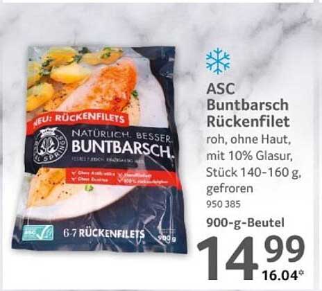 ASC Buntbarsch Rückenfilet - roh, ohne Haut