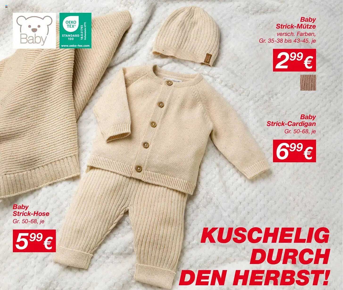 Baby Strick-Mütze, Baby Strick-Cardigan und Baby Strick-Hose - Kuschelig durch den Herbst!