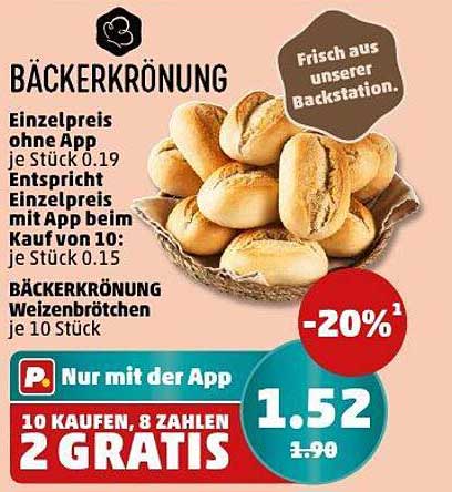 Bäckerkrönung Weizenbrötchen