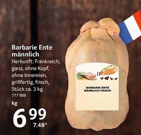 Barbarie Ente männlich, ganz, frisch – Stück ca. 3 kg