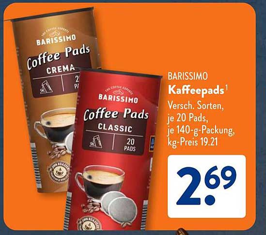 BARISSIMO Kaffee Pads - Verschiedene Sorten