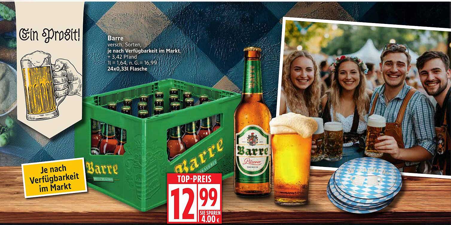 Barre Bier, verschiedene Sorten, je nach Verfügbarkeit im Markt