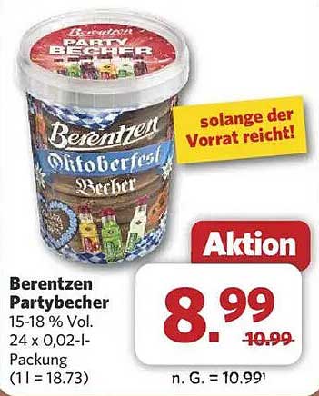Berentzen Partybecher 15-18 % Vol. 24 x 0,02-l-Packung