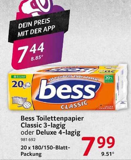 Bess Toilettenpapier Classic 3-lagig oder Deluxe 4-lagig