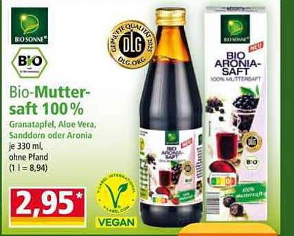 Bio-Muttersaft 100 % - Granatapfel, Aloe Vera, Sanddorn oder Aronia je 330 ml