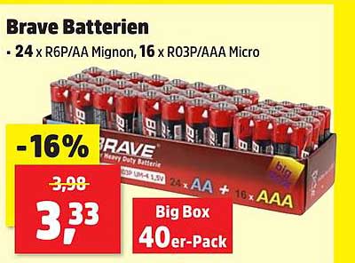 Brave Batterien - 40er-Pack für jede Gelegenheit