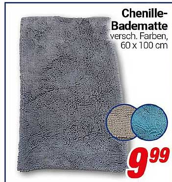 Chenille-Badematte 60 x 100 cm in verschiedenen Farben