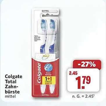 Colgate Total Zahnbürste mittel - 1+1 gratis