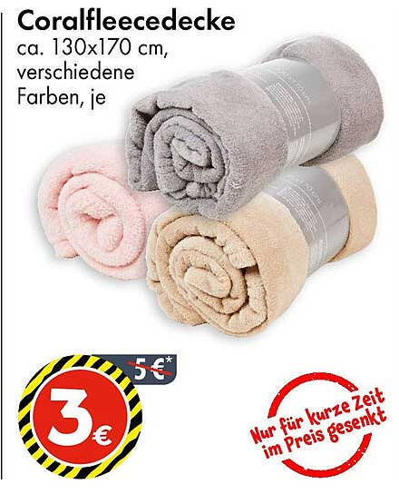 Coralfleece-Decke ca. 130x170 cm, verschiedene Farben, je