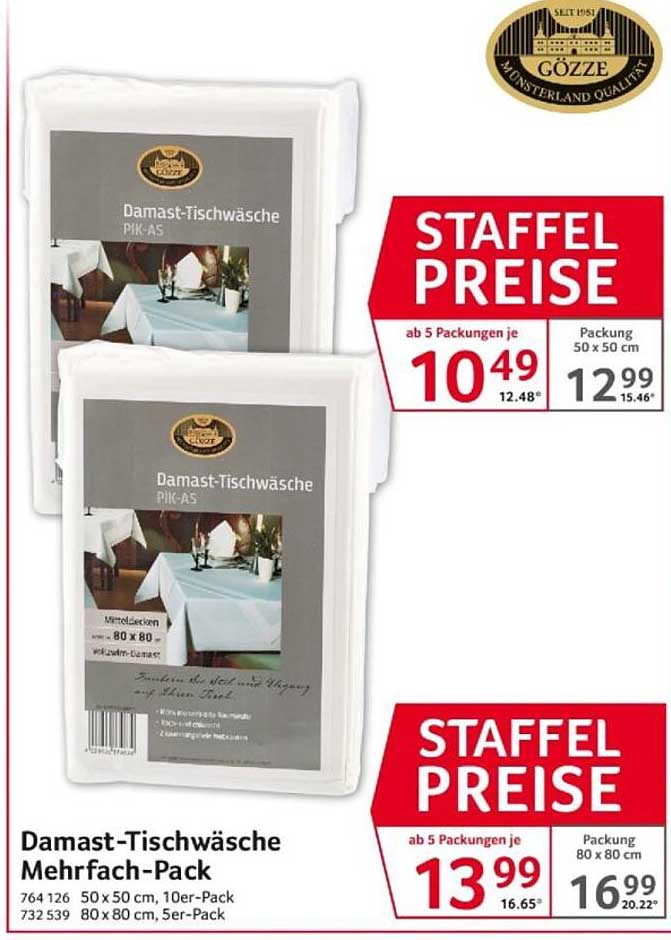 Damast-Tischwäsche Mehrfach-Pack