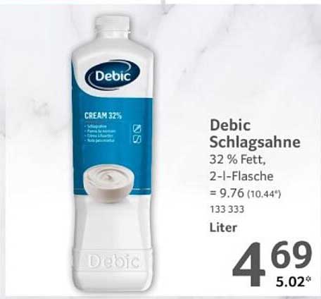 Debic Schlagahne 32 % Fett, 2-l-Flasche