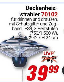 Deckenheizstrahler 70102 für drinnen und draußen