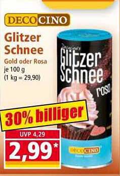DECOCINO Glitzer Schnee in Gold oder Rosa je 100 g