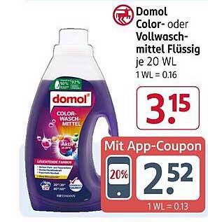 Domol Color- oder Vollwaschmittel Flüssig je 20 WL