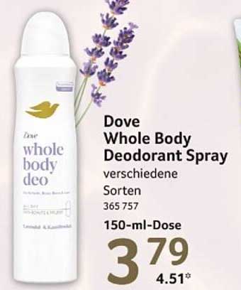Dove Whole Body Deodorant Spray verschiedene Sorten 150-ml-Dose