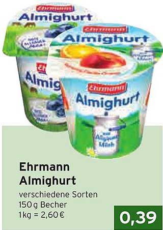 Ehrmann Almighurt - verschiedene Sorten 150 g Becher